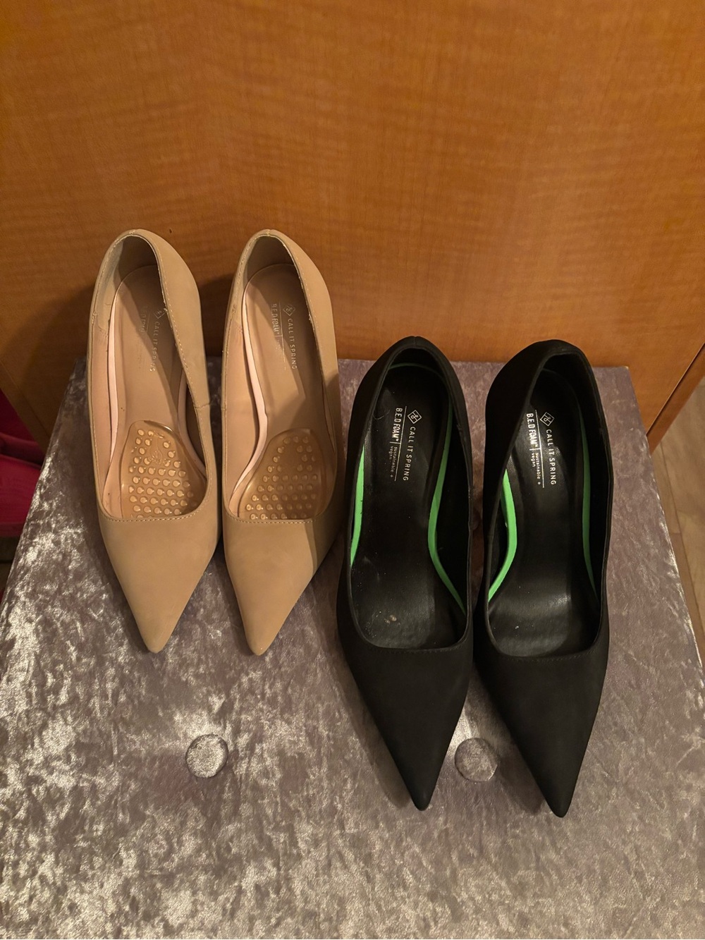 Call It Spring Women's Pointed Toe Pumps in Beige and Black